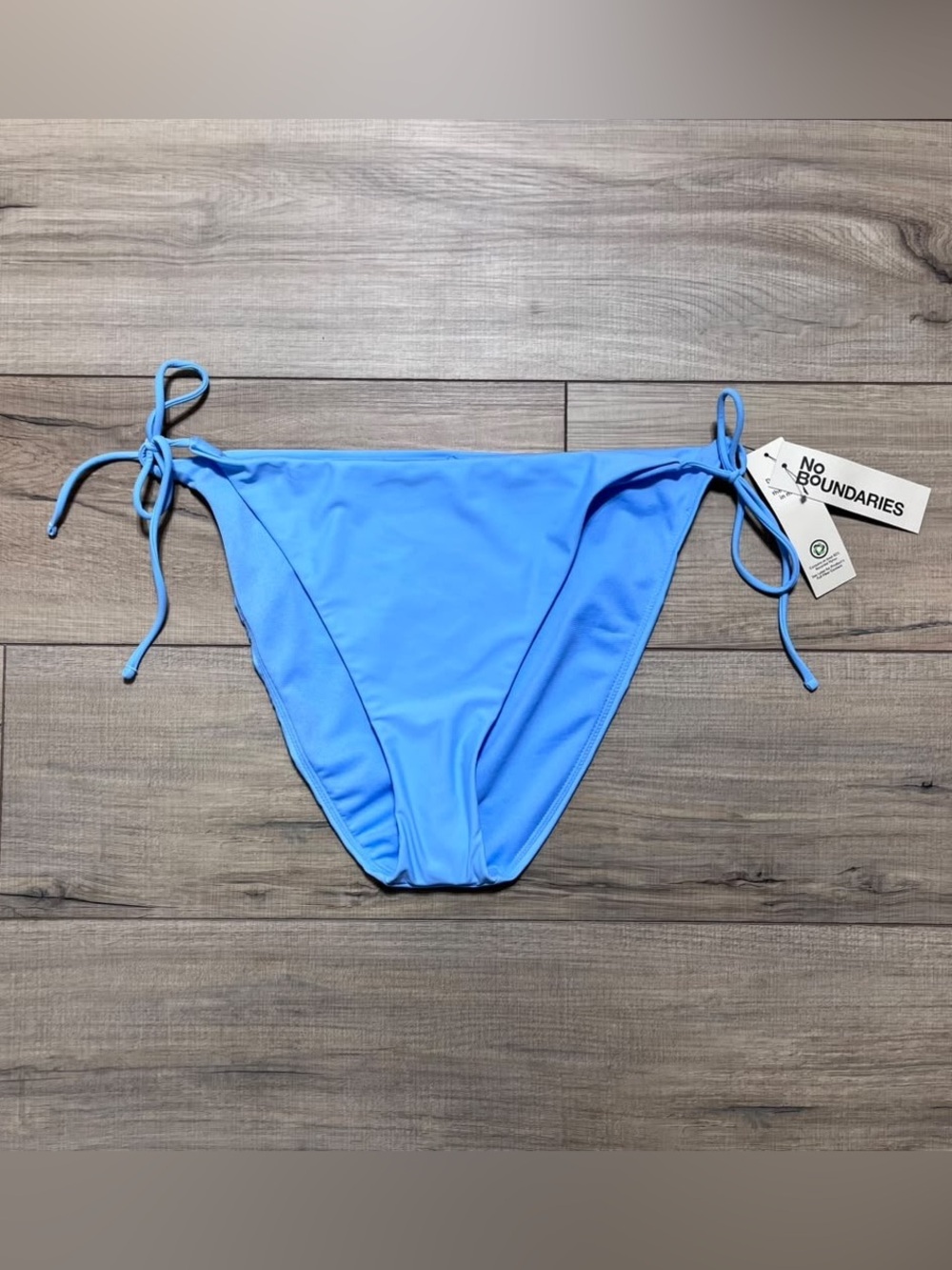 No Boundaries Juniors Cheeky High Leg Side Tie Bikini Bottom XL (16-8) Blue Tile